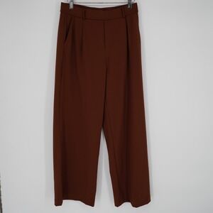 Halara Pleated High Waist Wide Leg Pull On Stretch Pants Medium Petite Brown